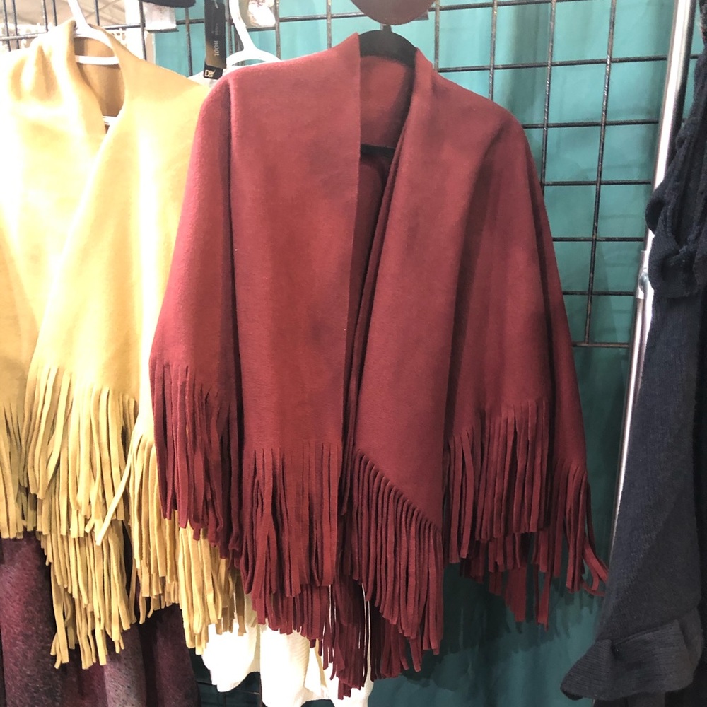 Poncho Wrap w/ fringes. From boutique collection